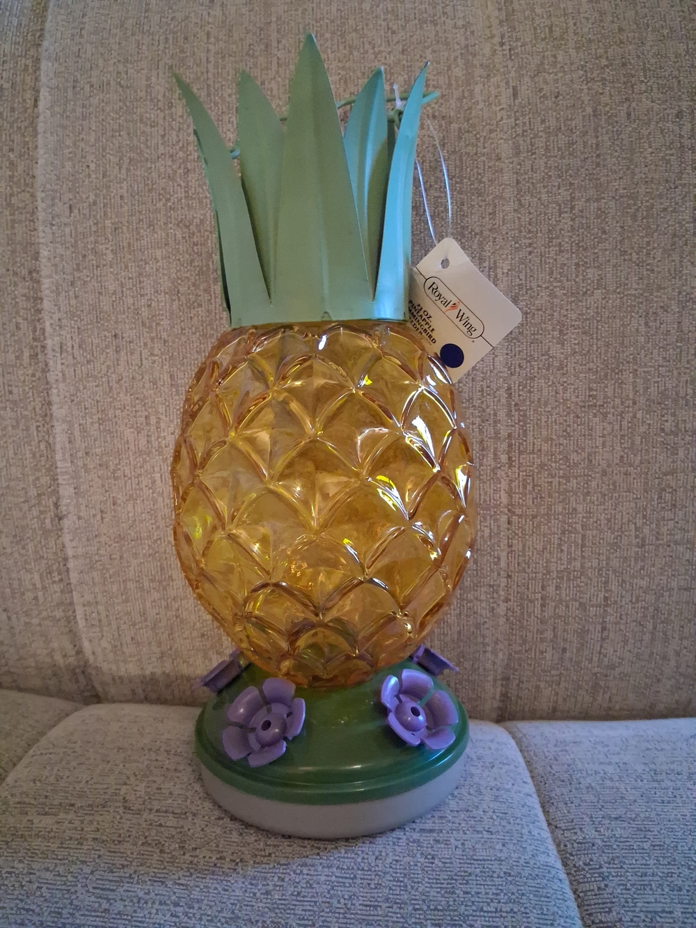 Pineapple Glass Hummingbird Feeder , 5 Stations NWT